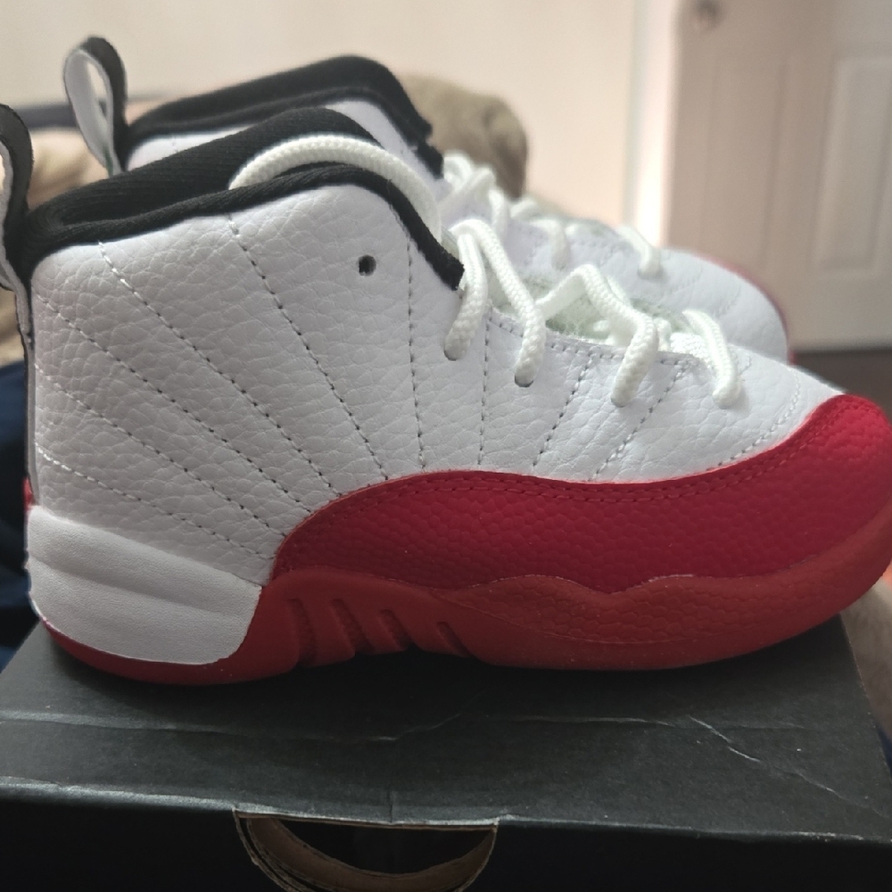 Jordan White and Red High-Top Sneakers - Picture 5 of 5